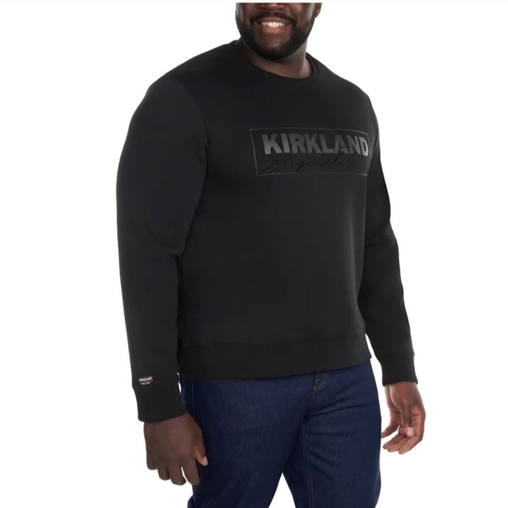 Kirkland Signature Costco Logo Crew Relaxed Black Sweatshirt Men's M, Womens L - Picture 5 of 16